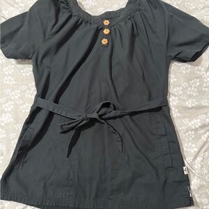 Do No Harm Black Scrub top with Button Detail